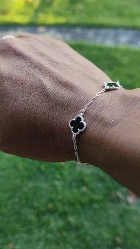 Prata 925 garantia vitalícia, pulseira van cleef 4 trevos , 21 cm com regulador de