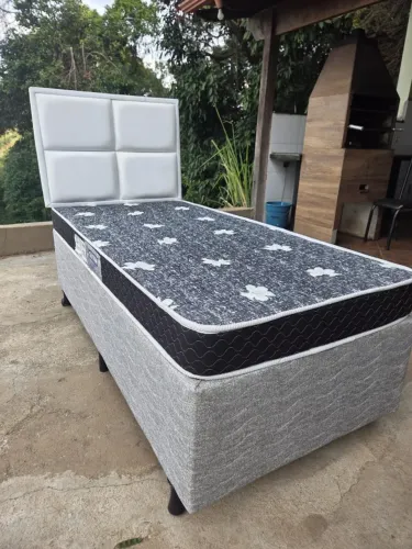 Vendo Cama Completa Solteiro Espuma D33 Gazin (Colchão+Box+Cabeceira) NOVO (Entrego)