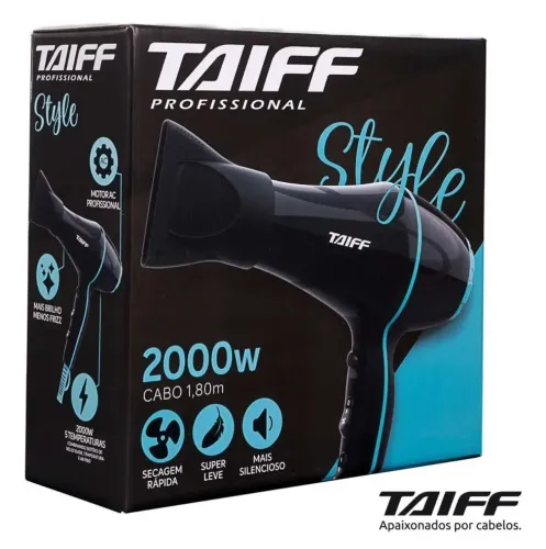 Secador De Cabelo Stylle Profissional Motor Ac 2000w Taiff Cor Preto - na caixa