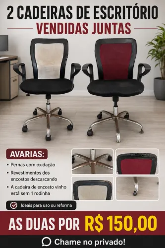 Kit cadeiras de escritório com defeito 