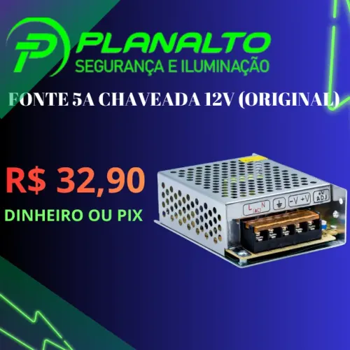 Fonte P/ PERFIL DE LED 5 AMPERES 12V P/CFTV (NOVA)