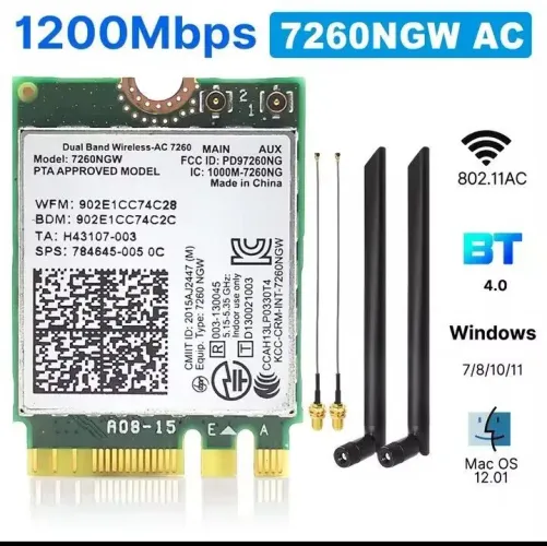 Placa Wi-fi 5 1200Mbps bluetooth 4.0