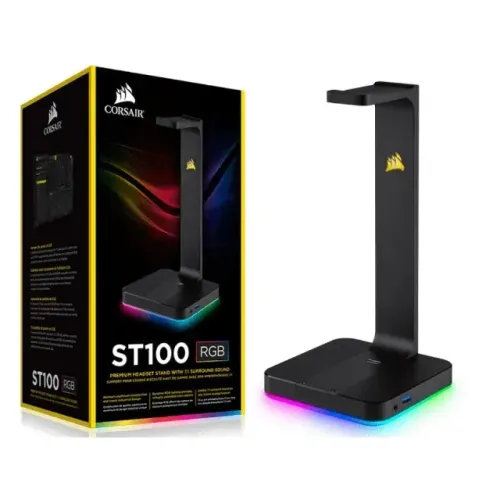 Suporte Gamer Headphone Corsair Gaming St100 Preto RGB