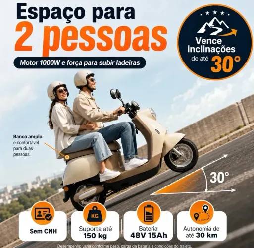 Scooter Elétrica Retrô 1000W Seminova - Pouco Uso - R$ 6.990