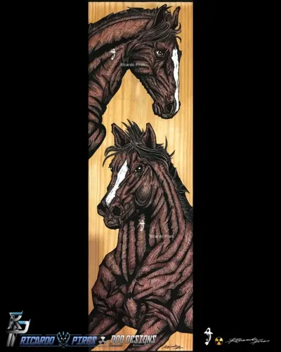 Cavalos Pintura na Madeira