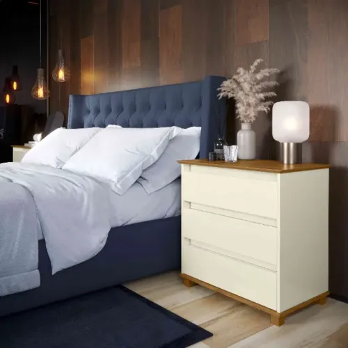 Mini Cômoda (Criado de Cama), Off White/Freijó