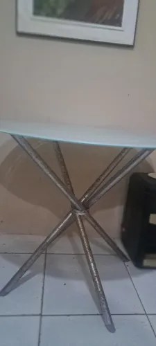 Mesa de jantar redonda tampo de vidro