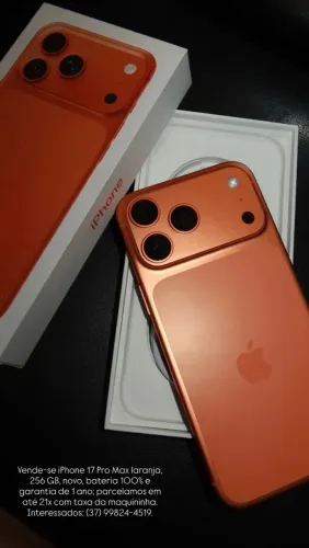 Vende-se iPhone 17 pro max laranja, novo, 100% de bateria
