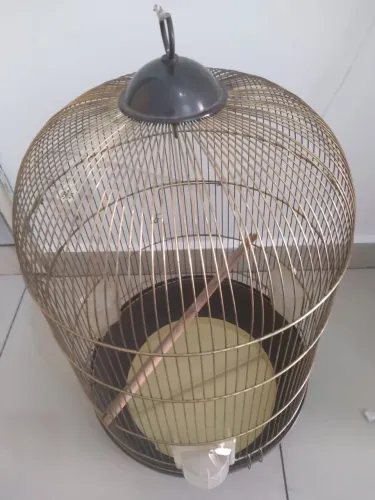 Gaiola antiga de bronze grande 70x40 perfeito p decoração ou colecionadores funcionando 