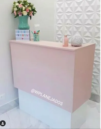 Balcão Recepção Rosa com Branco - Valor para Retirar