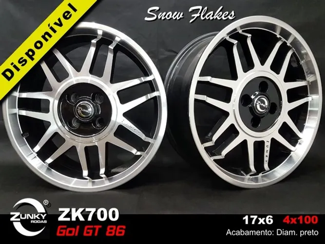 Roda aro 15 VW Gol Gt Preta com diamantado 4X100 jogo Krmai