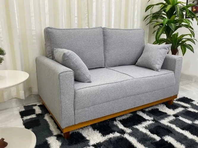 Promoção! Sofá 2 lugares Slim 1.40m Linho Cinza Frete Grátis
