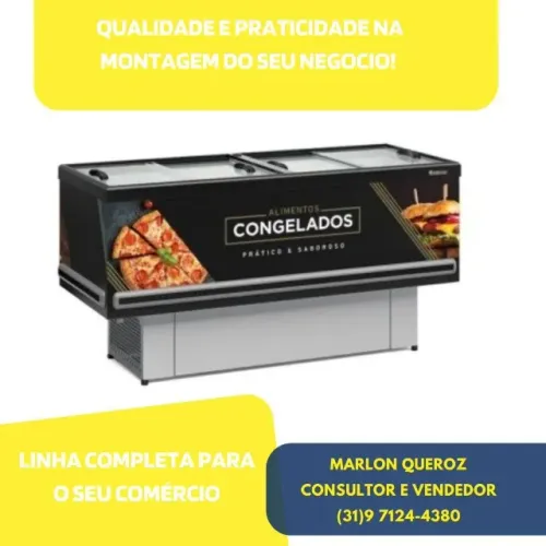 Ilha de Congelados Gelopar Preta com iluminação