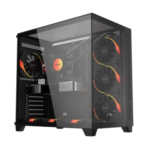 Gabinete Gamer Pcyes Forcefield Max Black Vulcan *Sem Fan* - WZetta