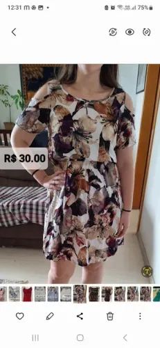 Vestido Floral manga curta pouco uso 