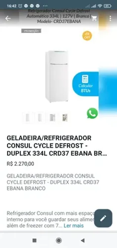 Geladeira / refrigerador Consul cycle duplex 334lcrd37
