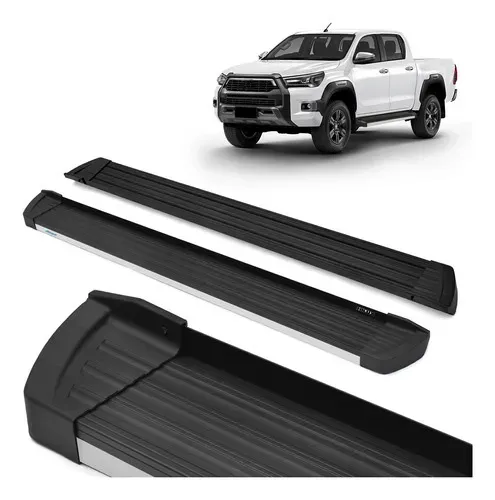 Estribo Slim Aluminio Preto Fosco Hilux Dupla 2022 2023 2024