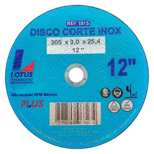 Disco de Corte Ferro Inox 12 Polegadas 305mm x 3,0mm x 25,4mm Lotus 1815