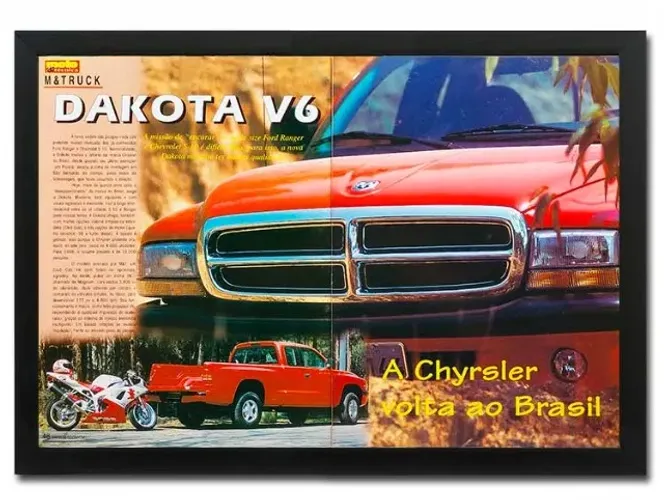 Dodge Dakota V6 ou Diesel - Quadro decorativo com matéria original de revista