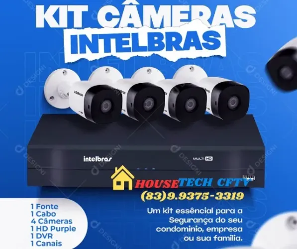 Câmeras Intelbras, Kit Completo já Instalado e Configurado!