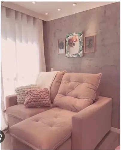 Sofá em linho rosê