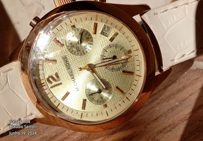 Relógio de pulso Michael Kors Cronograph dourado NOVO original pulseira couro