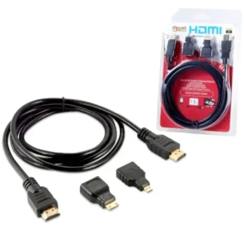 Cabo Hdmi 3 Em 1 Micro HDMI / Mini Hdmi com 1.5 Metros - KAP-HATV