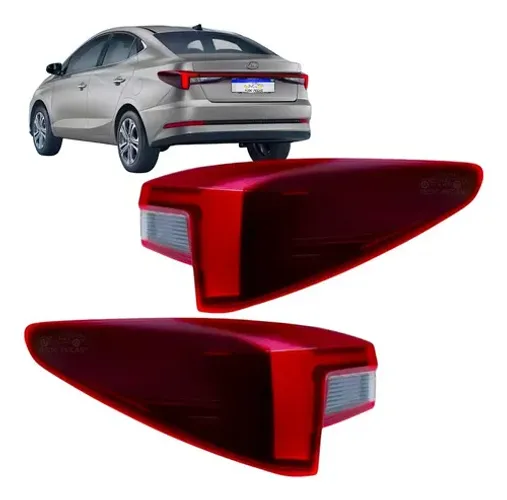 Par Lanterna Hyundai Hb20 Sedan 2023 2024 2025 Com Led Canto Ambos Lados Vermelho