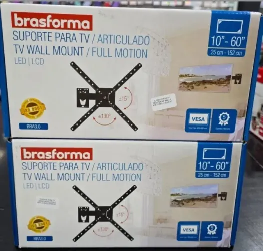 Suporte ARTICULADO para TV LED, LCD, Plasma, 3D e Smart TV de 10? a 60? - Brasforma BRA3.0