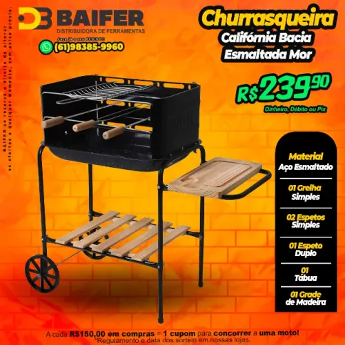 Churrasqueira Califórnia Bacia Esmaltada Mor