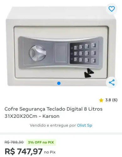 Cofre digital Karson 35x25x25cm 16lt