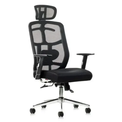 Poltrona Presidente Tela MK-4007 Preta Conforto Ergonômico Executiva Modelo 30004