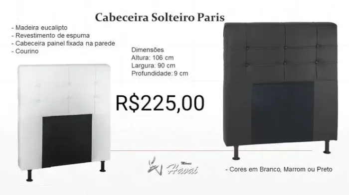 Cabeceira solteiro Paris