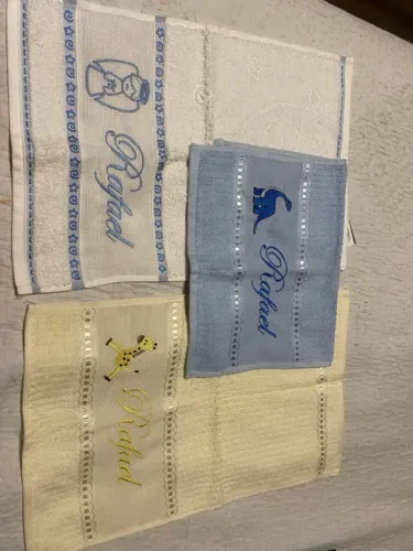 Kit com 3 toalhinhas de boca/mão bebê criança escola novas personalizadas com nome Rafael
