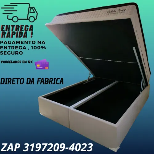 Cama Box Queen com Baú Blindado 1.58x1.98 - Entrega Rápid