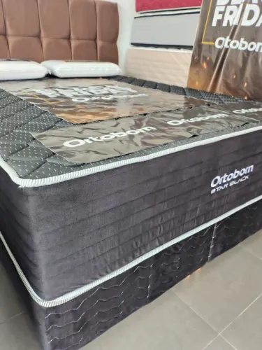 CAMA BOX SUPER KING STAR BLACK ORTOBOM 
