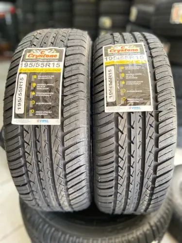 02 Pneus Crystone 195/55R15 Remold - Novos