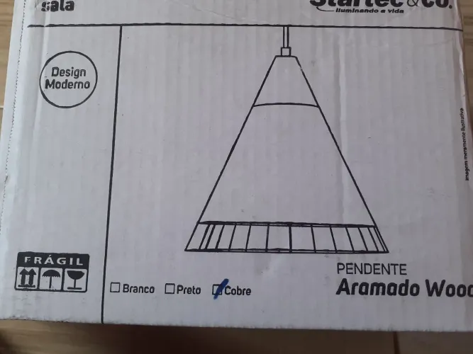Pendente aramado wood cobre