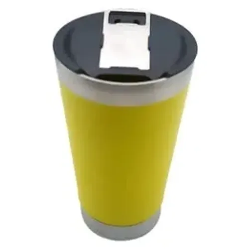 Copo Térmico 473ml Com Tampa E Abridor Para Cerveja Amarelo