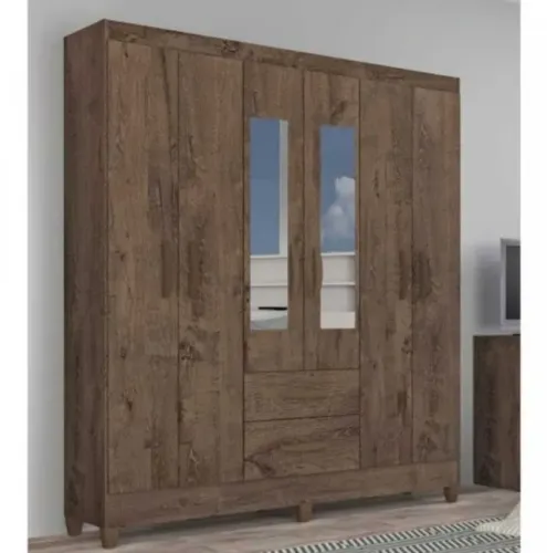 Guarda Roupa 6 Portas 2 Gavetas c/ Espelho Novo