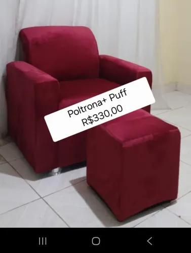 Poltrona + puff à pronta entrega