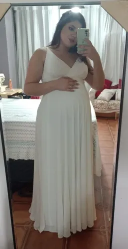 Vestido longo branco - Usado apenas 1 vez - Ideal para Pre Wedding / Gestante / Festa