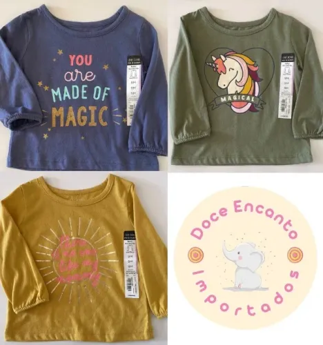 kit 3 camisetas Okie Dokie tamanho 9 meses importadas (Novas)