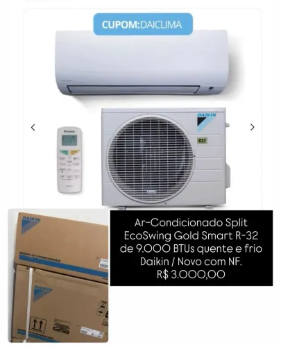 ? AR-CONDICIONADO DAIKIN ECOSWING GOLD SMART - 9.000 BTUs - QUENTE E FRIO - R-32