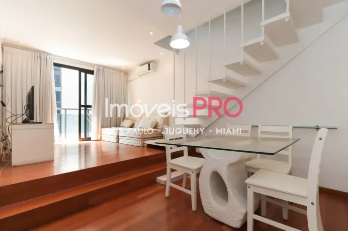 ITAIM - DUPLEX 1 SUITE C/ AR CONDICIONADO - SALA COM SACADA - 2 VAGAS!PREDIO C/ LAZER!
