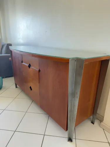 Buffet sala 100% madeira com tampa de vidro