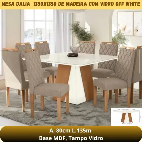 Mesa dália c/8 cadeiras madeira