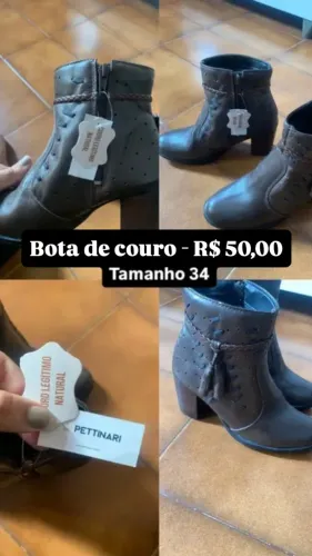 Bota em couro feminina nova - 34