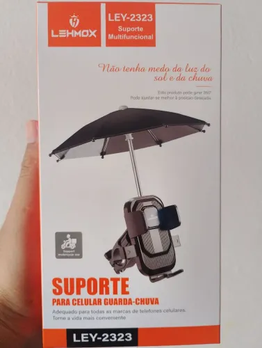 Mini guarda sol com suporte universal celular motociclista