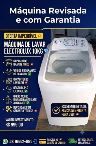 Máquina de lavar Eletrolux Revisada e com garantia técnica Parcelamos no cartão